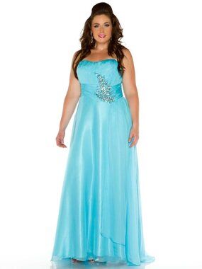 Cassandra Stone II by Mac Duggal 81381K Size 24 Aqua Blue Dress